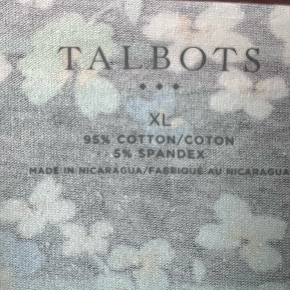 Talbots Navy Floral 3/4 Sleeve Top, Size XL - Picture 4 of 6